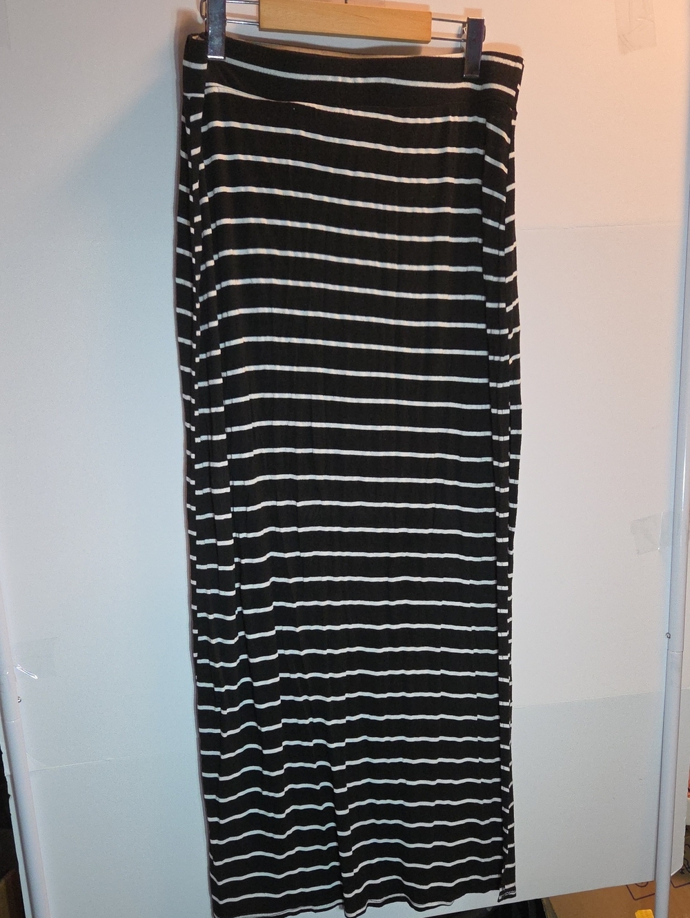 Bluenotes Black and White Striped Maxi Skirt Size L